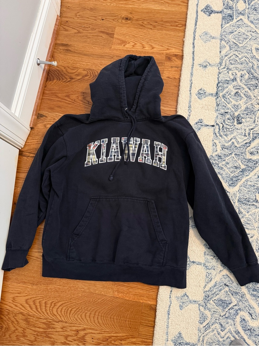 MV Sport Kiawah Hooded Sweatshirt Plaid Wording Size Medium